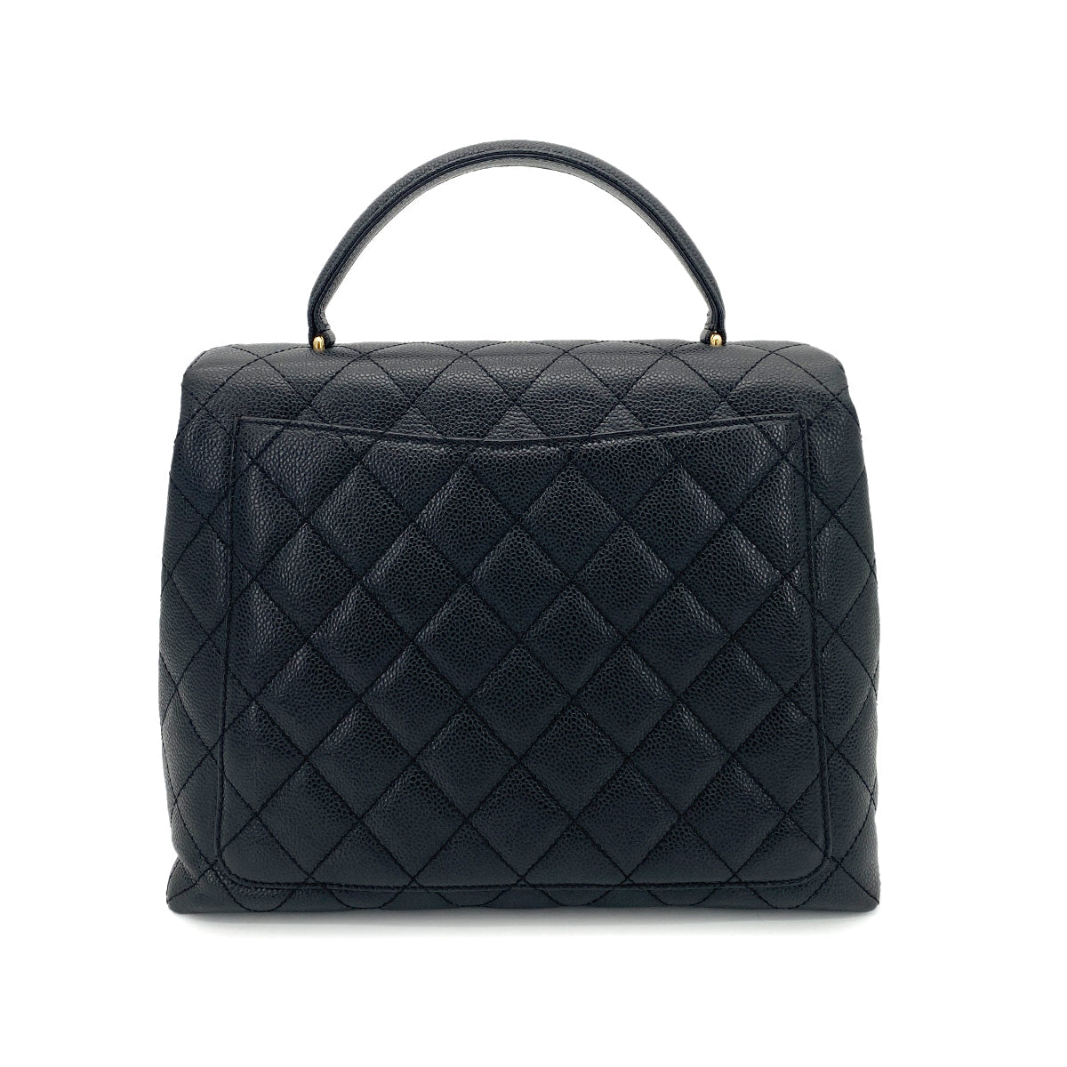 CHANEL VINTAGE MATELASSE HAND BAG BLACK CAVIAR SKIN 90261648