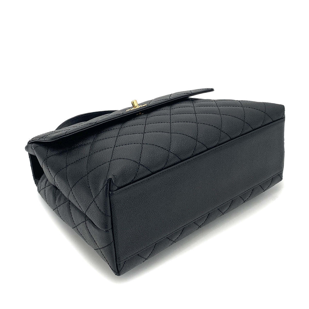 CHANEL VINTAGE MATELASSE HAND BAG BLACK CAVIAR SKIN 90261648