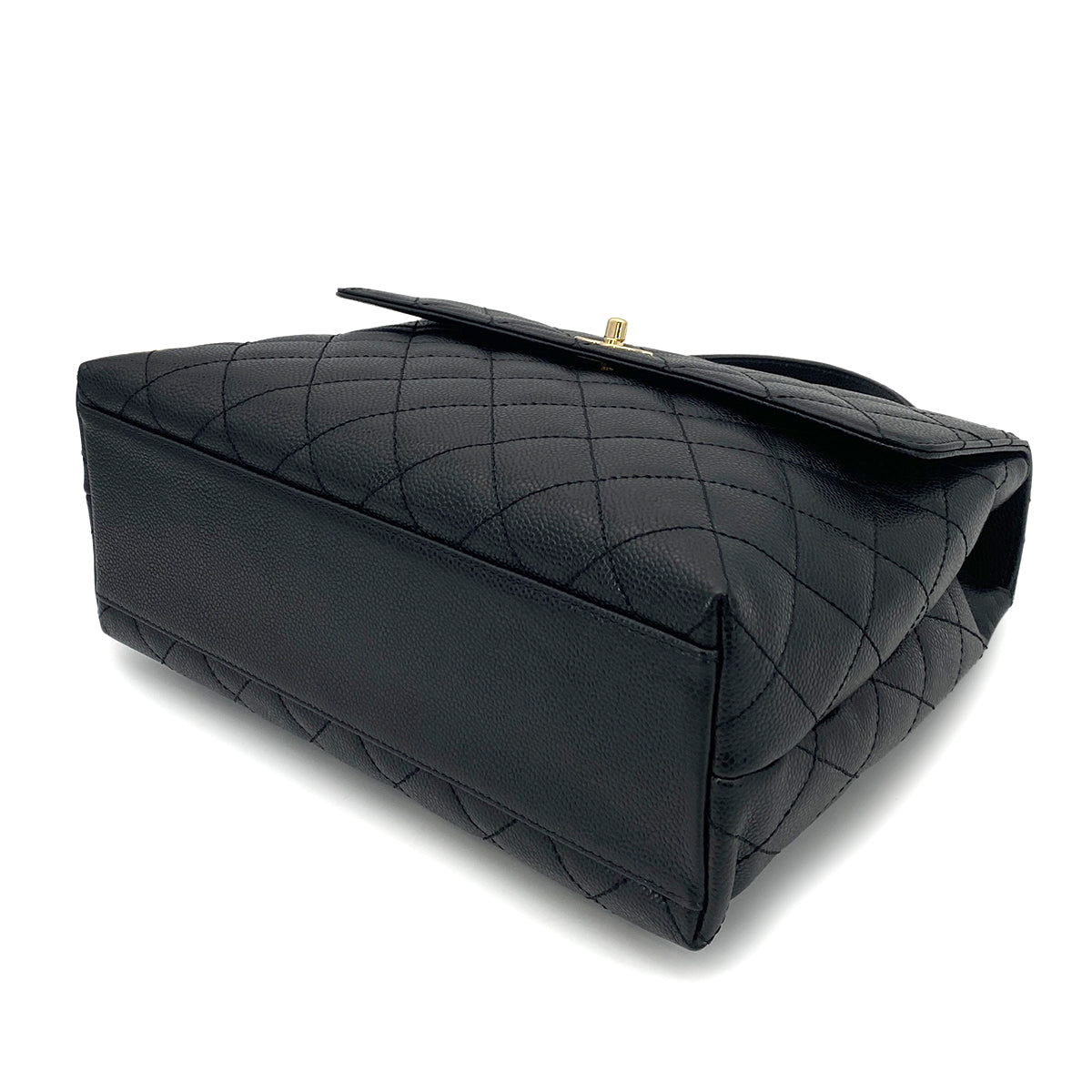 CHANEL VINTAGE MATELASSE HAND BAG BLACK CAVIAR SKIN 90261648