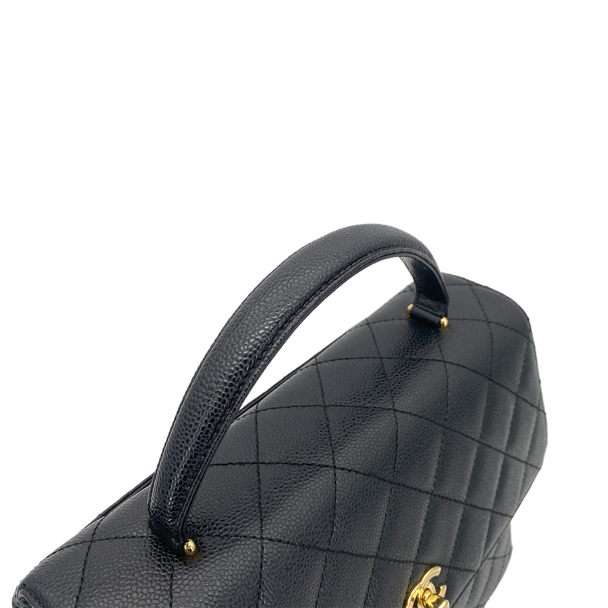 CHANEL VINTAGE MATELASSE HAND BAG BLACK CAVIAR SKIN 90261648