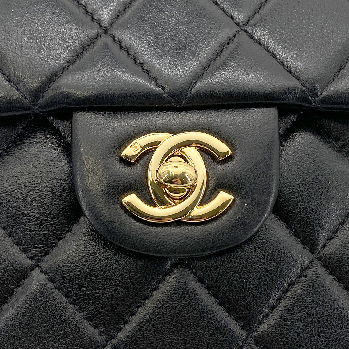 CHANEL VINTAGE MINI SQUARE 17 CHAIN SHOULDER BAG BLACK LAMB SKIN 90261808