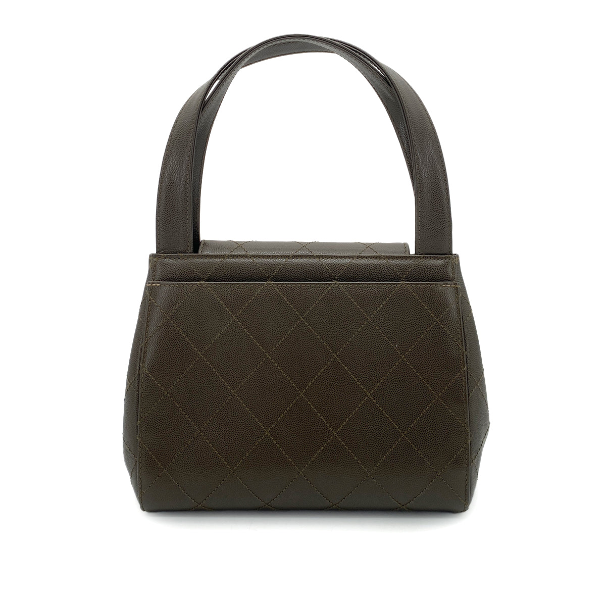 CHANEL VINTAGE HAND BAG KAHKI CAVIAR SKIN 90261829