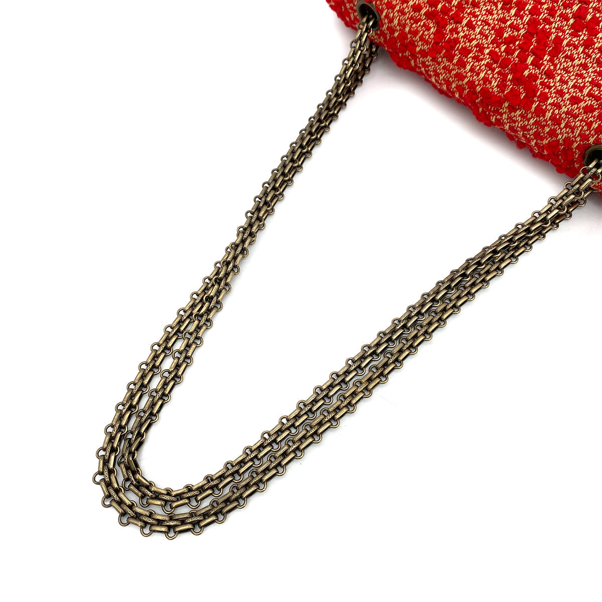 CHANEL VINTAGE CHAIN SHOULDER BAG RED TWEED 90263082