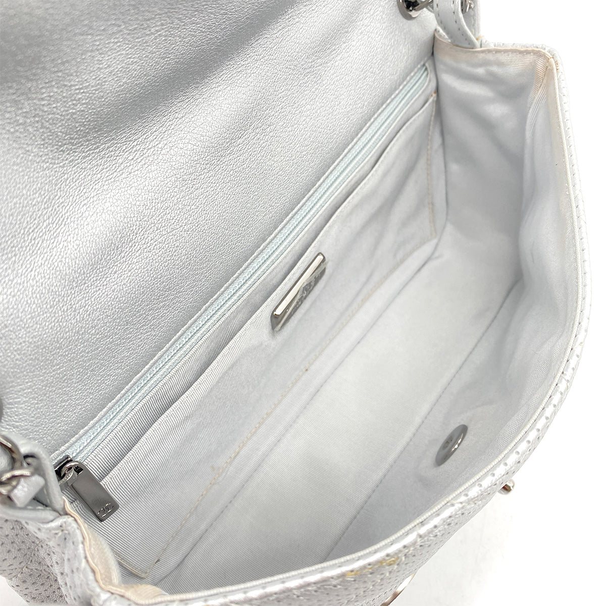 CHANEL MATELASSE CHAIN SHOULDER BAG PUNCHING SILVER LEATHER 90263632