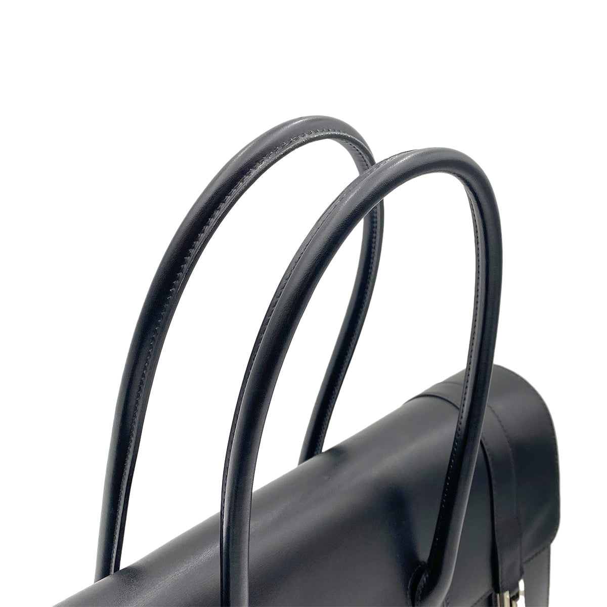 HERMES DRUG2 37 BLACK BOX CALF HAND BAG □O SHW 90264347