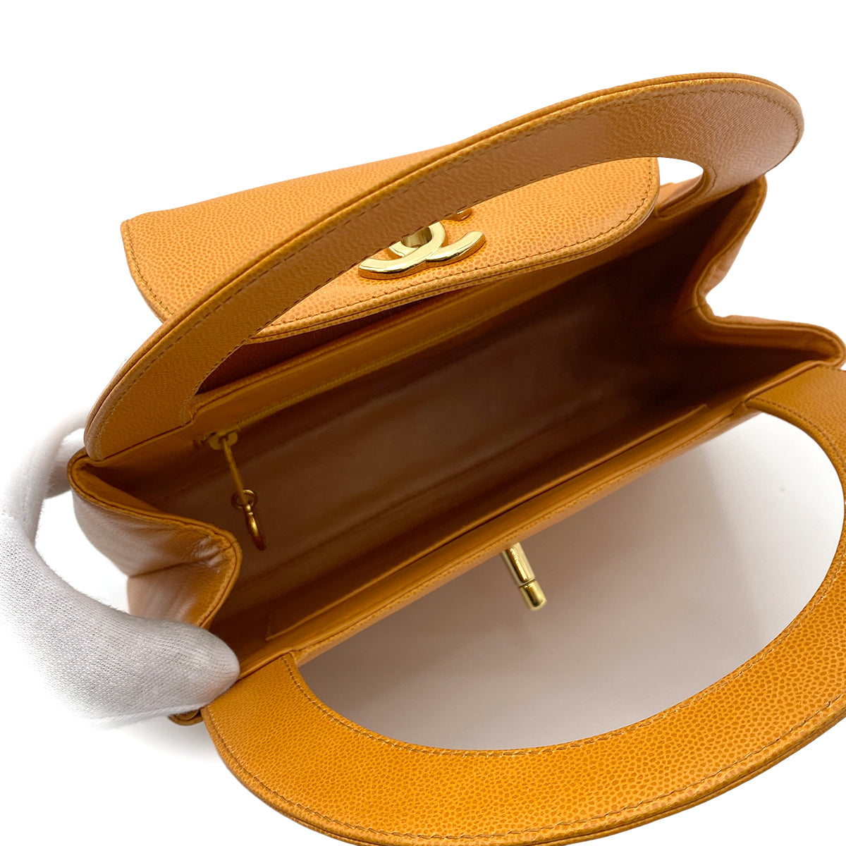 CHANEL VINTAGE HAND BAG ORANGE CAVIAR SKIN 90264365