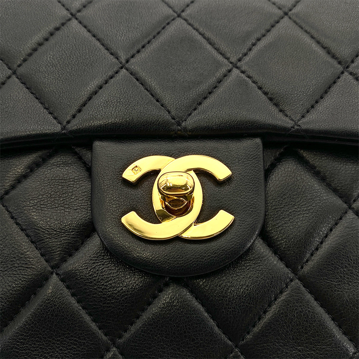 CHANEL VINTAGE MINI SQUARE 17 CHAIN SHOULDER BAG BLACK LAMB SKIN 90265883