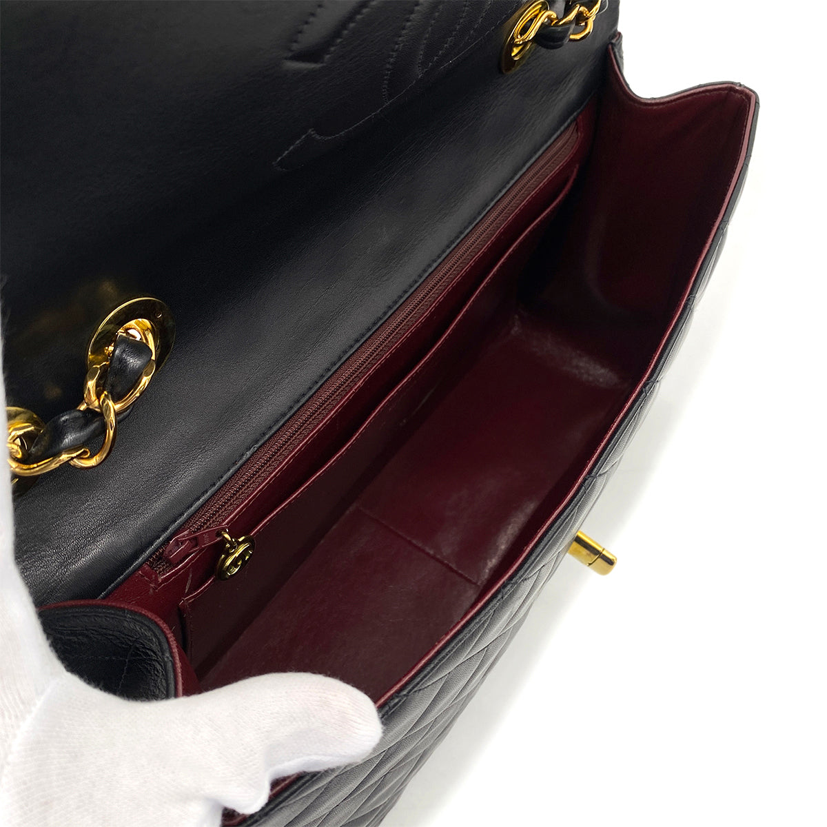 CHANEL VINTAGE MAXI MATELASSE 34 CHAIN SHOULDER BAG BLACK LAMB SKIN 90266740