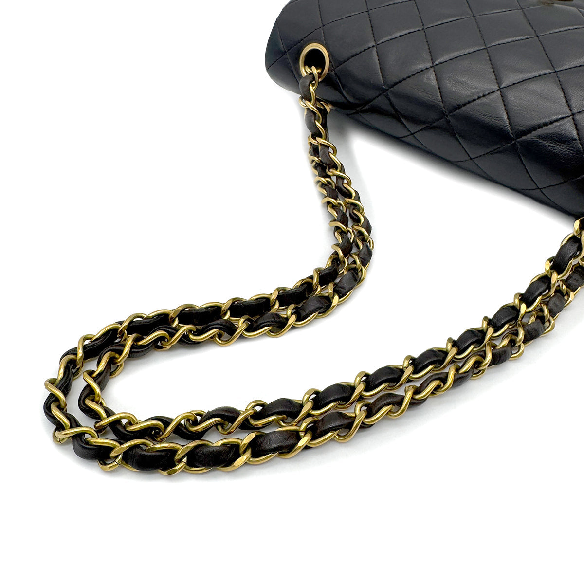 CHANEL VINTAGE CLASSIC FLAP SMALL CHAIN SHOULDER BAG BLACK LAMB SKIN 90266744