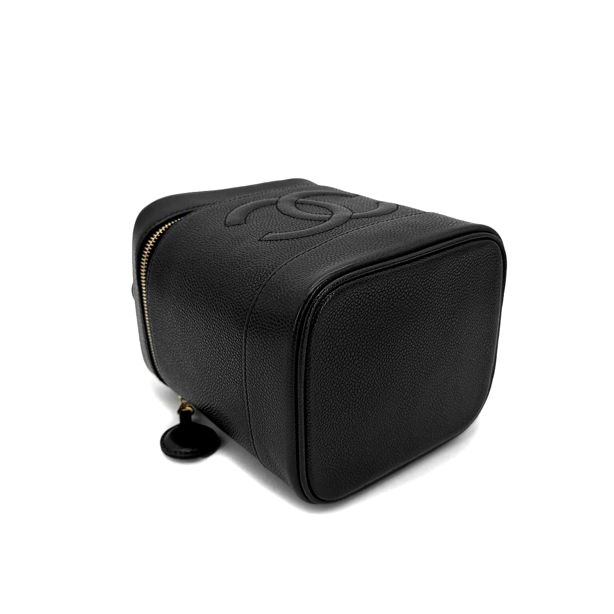 CHANEL VINTAGE VANITY HAND BAG BLACK CAVIAR SKIN 90267393