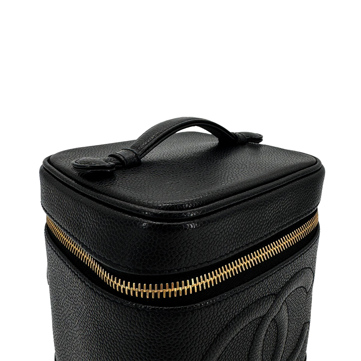 CHANEL VINTAGE VANITY HAND BAG BLACK CAVIAR SKIN 90267393