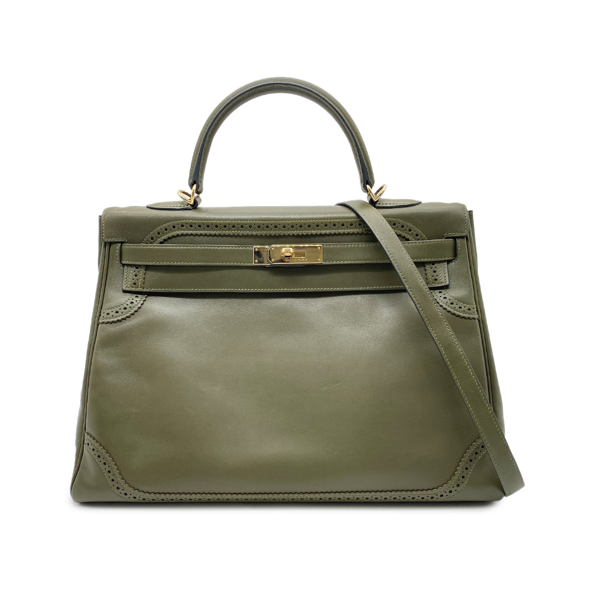 HERMES KELLY 35 GHILLIES VERT VERONESE TADELAKT HAND SHOULDER BAG □O GHW 90267414