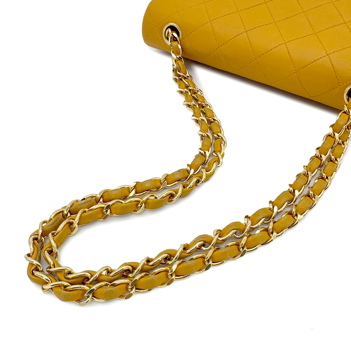 CHANEL VINTAGE CLASSIC FLAP SMALL CHAIN SHOULDER BAG CAMEL LAMB SKIN 90267456