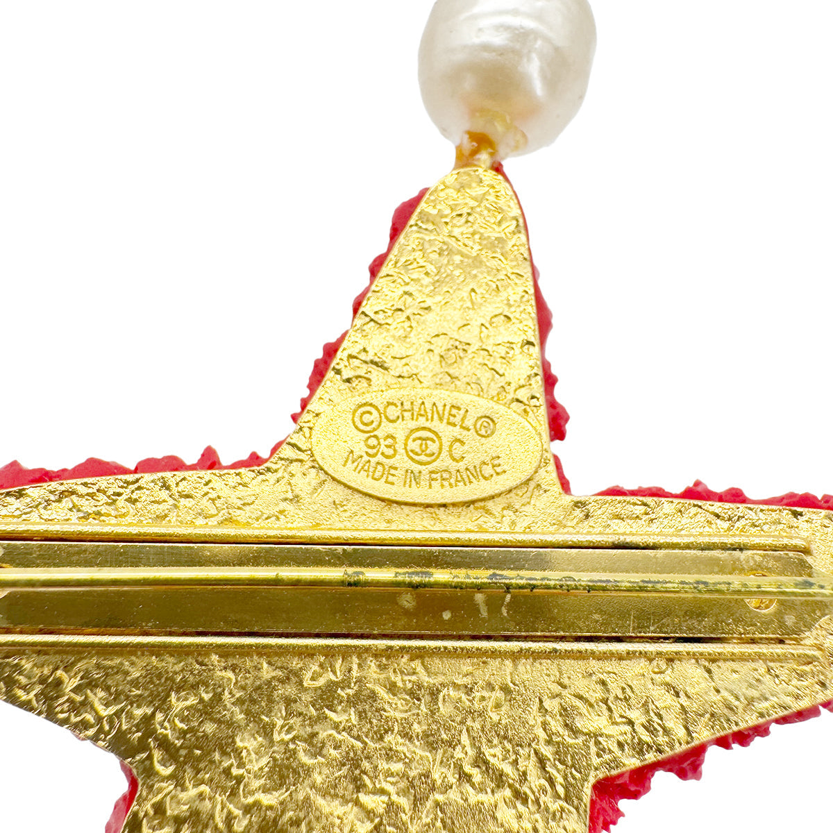 CHANEL VINTAGE BROOCH STARFISH MOTIF COCO MARK FAUX PEARL ACCESSORY 93C 90267461