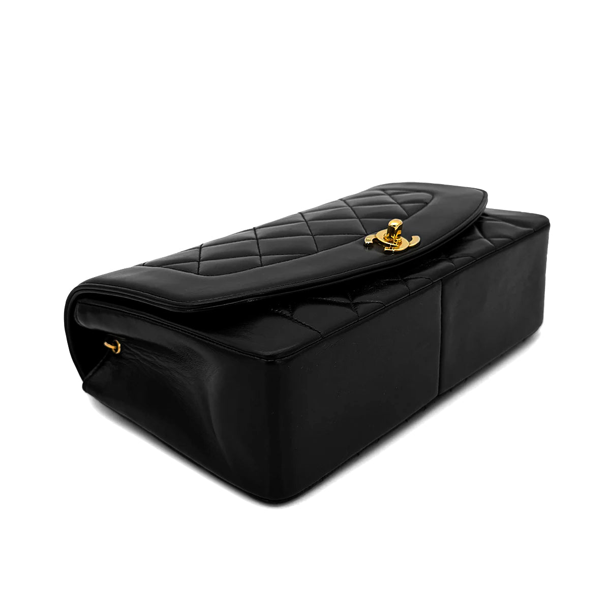 CHANEL VINTAGE DIANA MEDIUM CHAIN SHOULDER BAG BLACK LAMB SKIN 90267771