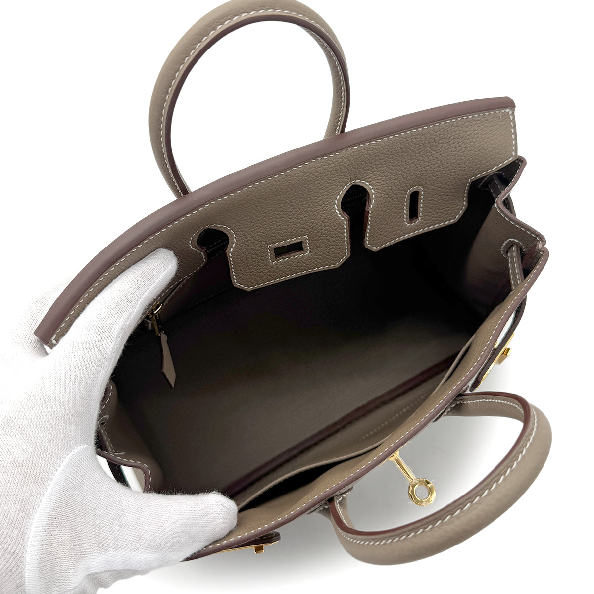 HERMES BIRKIN 25 ETOUPE TOGO HAND BAG W GHW 90268072