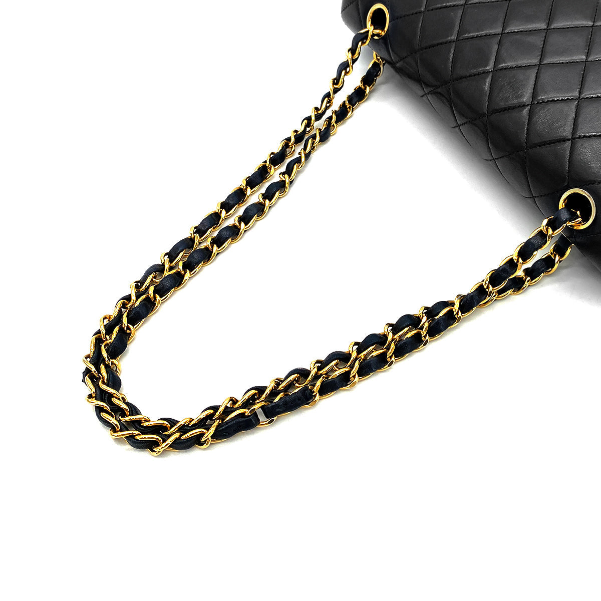 CHANEL VINTAGE CLASSIC FLAP MEDIUM CHAIN SHOULDER BAG BLACK LAMB SKIN 90268185