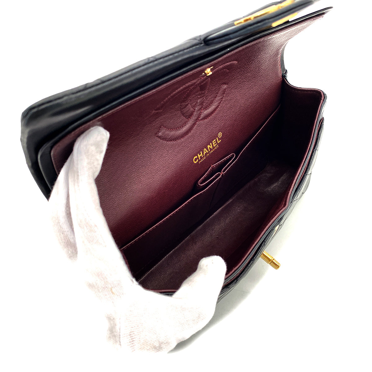 CHANEL VINTAGE CLASSIC FLAP MEDIUM CHAIN SHOULDER BAG BLACK LAMB SKIN 90268185