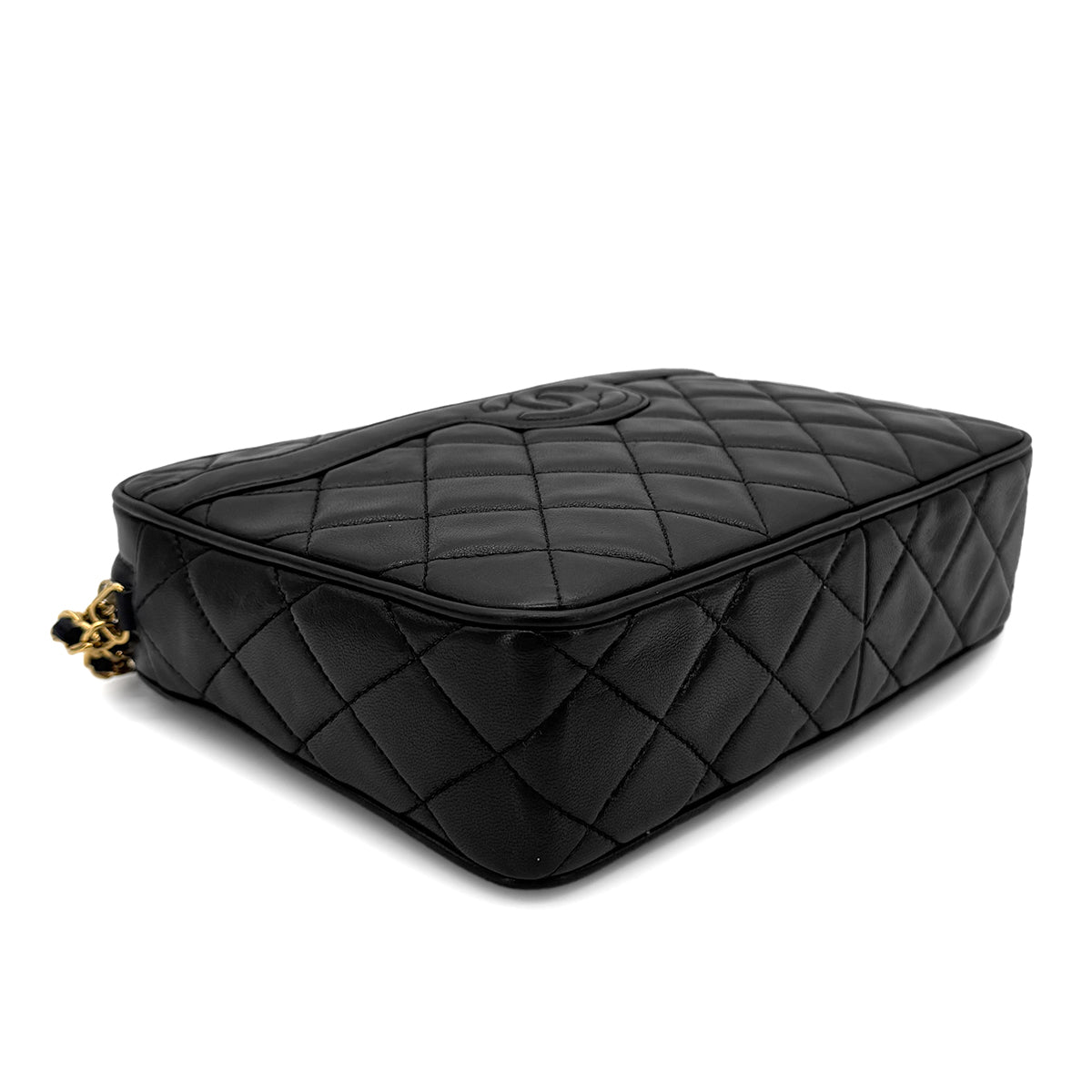 CHANEL VINTAGE MATELASSE FRINGE SHOULDER BAG BLACK LAMB SKIN 90268310