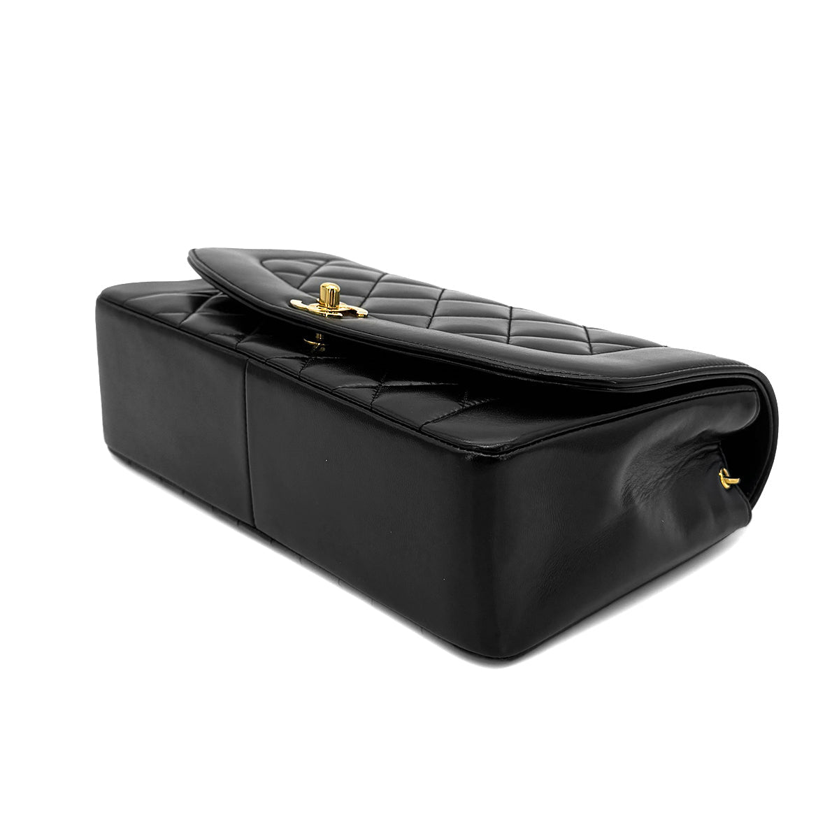 CHANEL VINTAGE DIANA MEDIUM CHAIN SHOULDER BAG BLACK LAMB SKIN 90268321