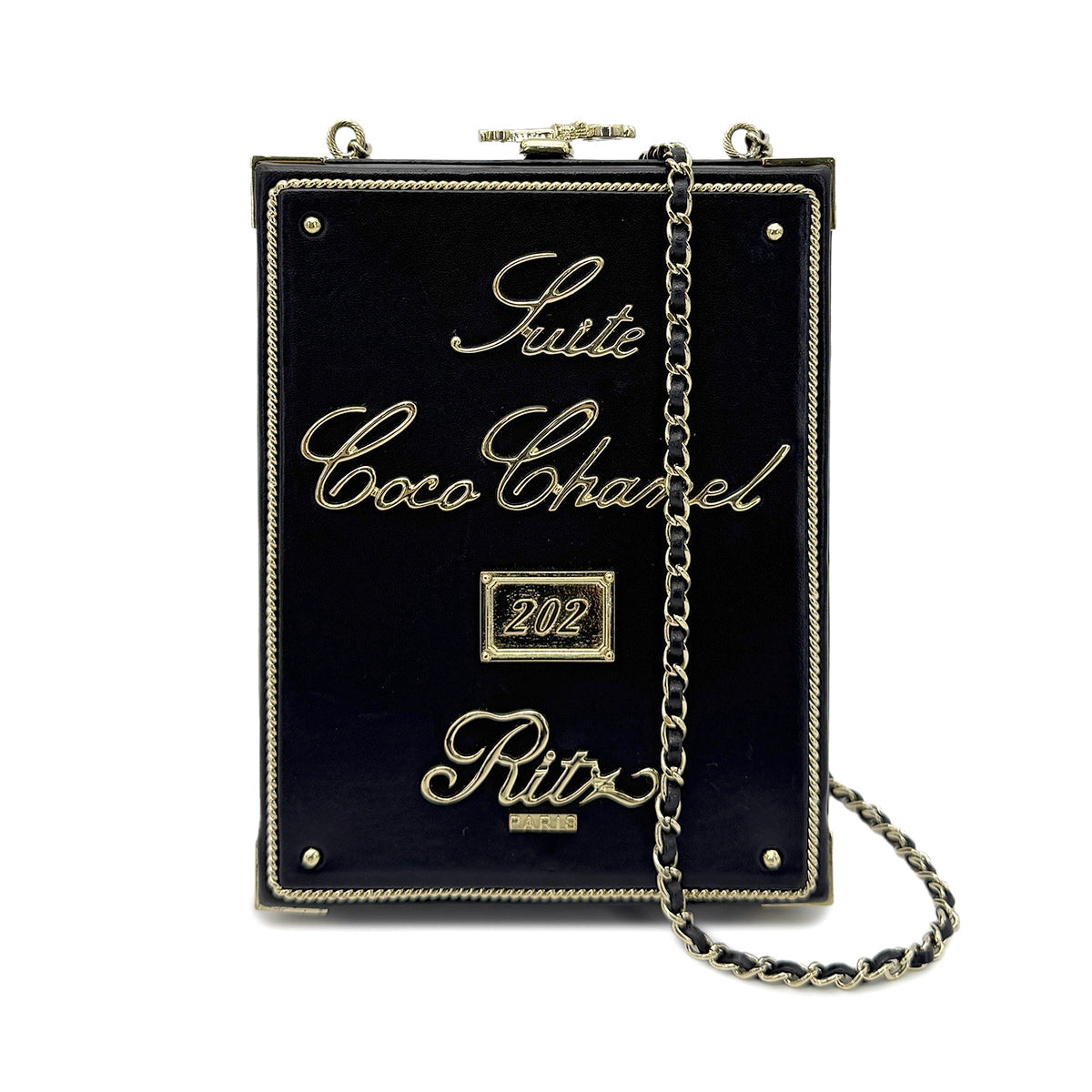 CHANEL ROOM CARD MINAUDIERE EVENING CHAIN SHOULDER BAG BLACK LAMB SKIN 90268328