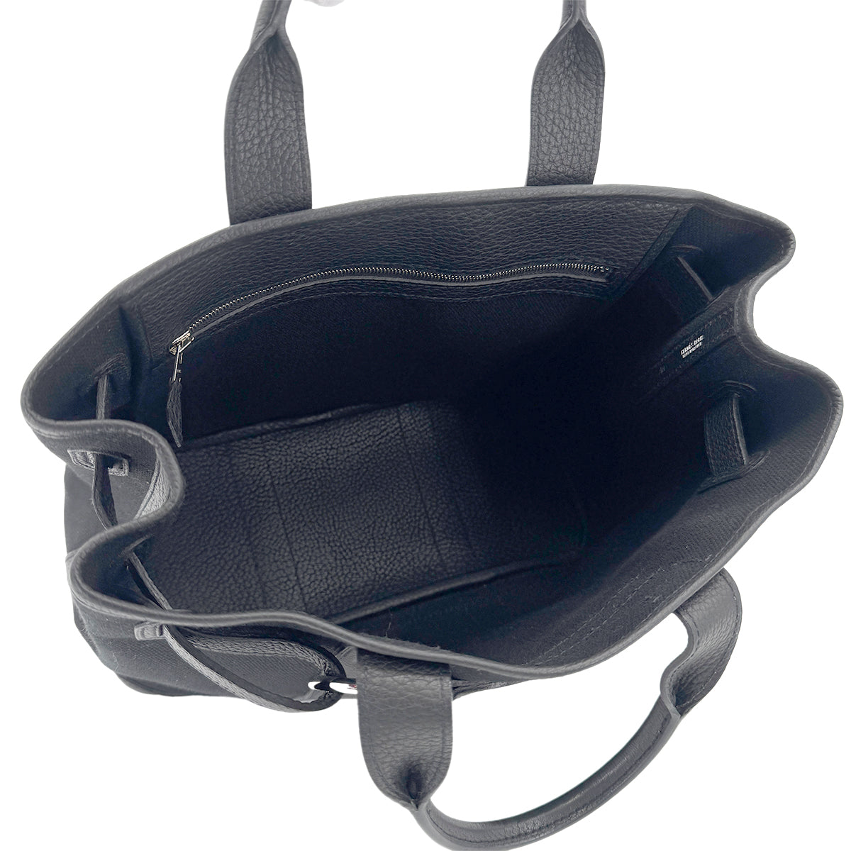 HERMES PETIT CEINTURE PM TOTE BAG BLACK TOILE H LEATHER □J 90268332