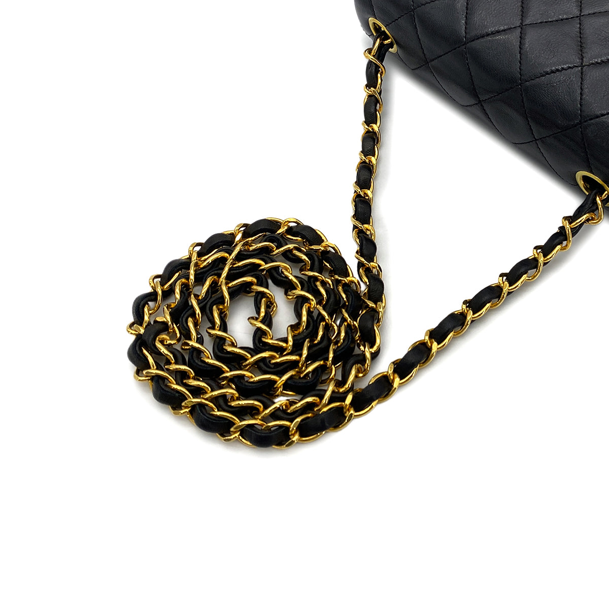 CHANEL VINTAGE MINI SQUARE 17 CHAIN SHOULDER BAG BLACK LAMB SKIN 90268814