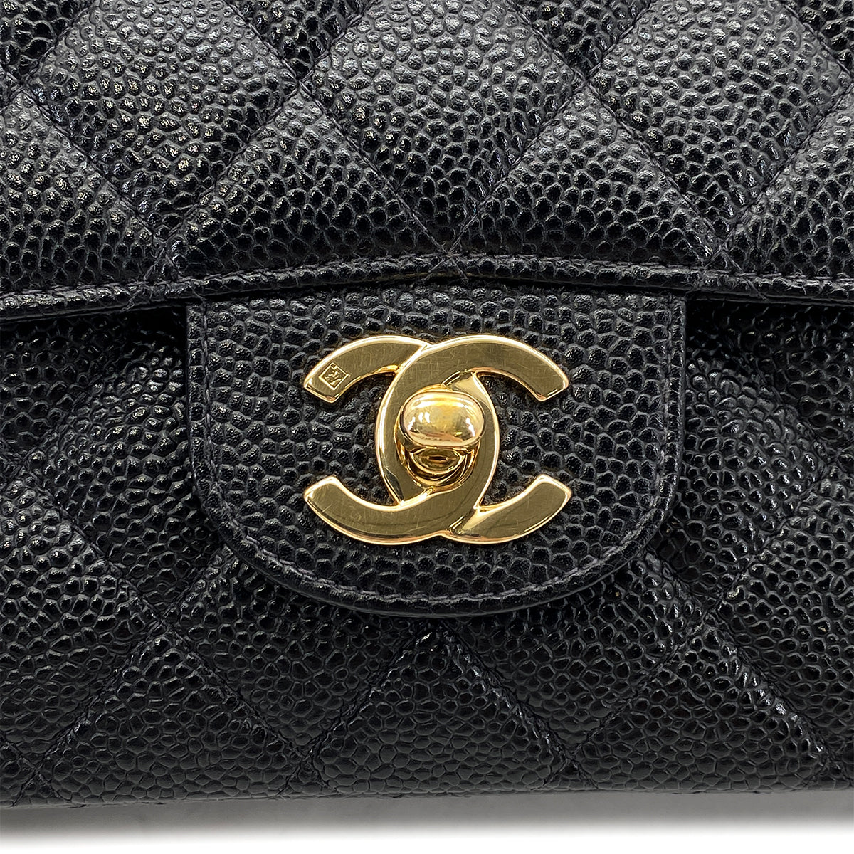 CHANEL VINTAGE CLASSIC FLAP MEDIUM HAIN SHOULDER BAG BLACK CAVIAR SKIN 90268823