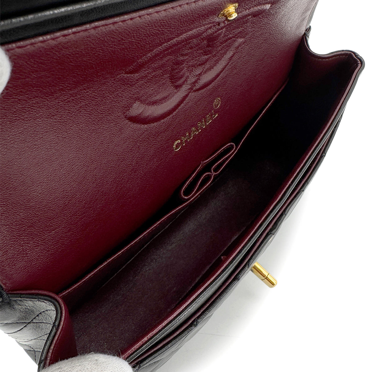 CHANEL VINTAGE CLASSIC FLAP MEDIUM CHAIN SHOULDER BAG BLACK LAMB SKIN 90268863