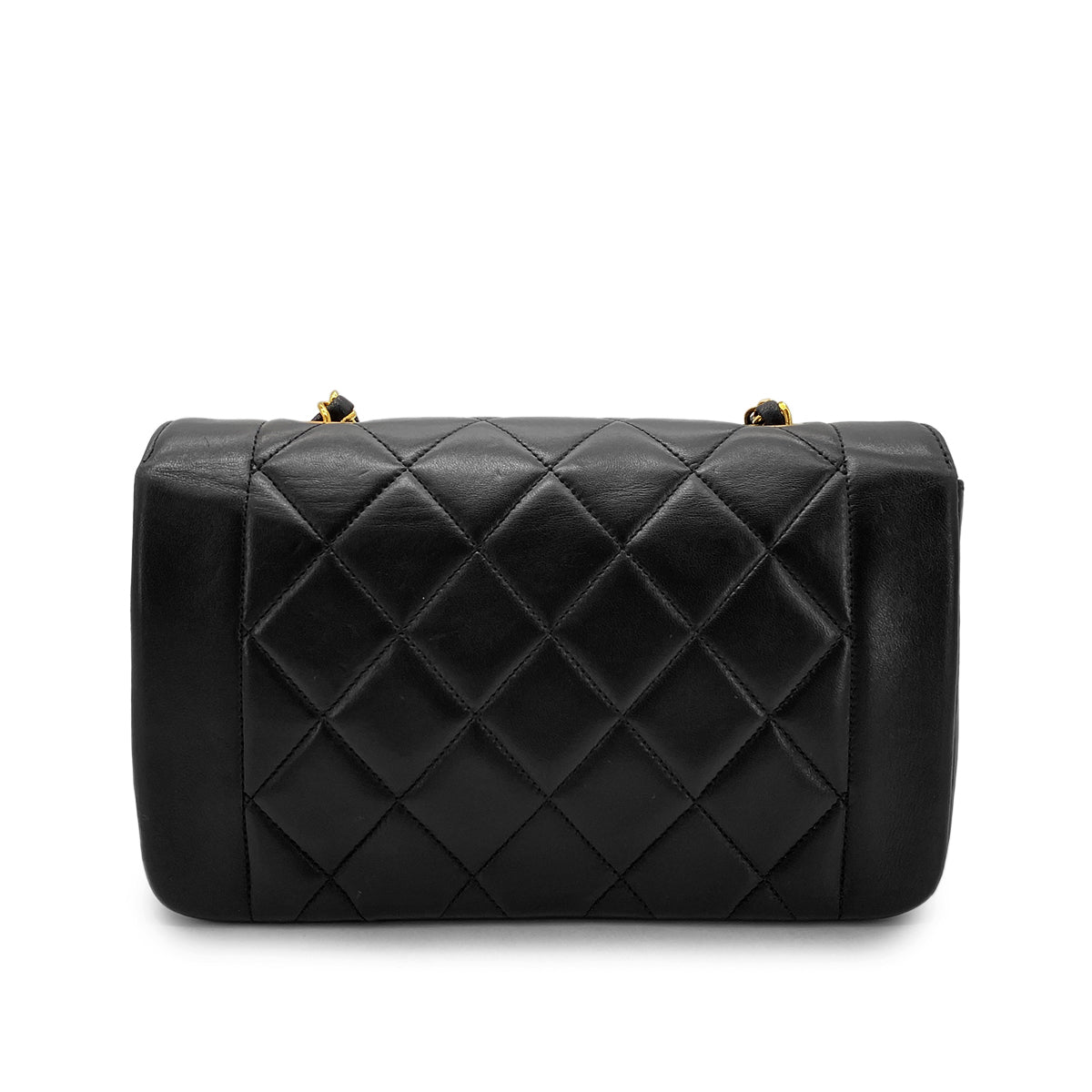 CHANEL VINTAGE DIANA SMALL CHAIN SHOULDER BAG BLACK LAMB SKIN 90268864