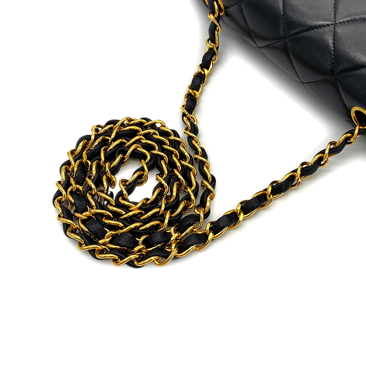 CHANEL VINTAGE DIANA SMALL CHAIN SHOULDER BAG BLACK LAMB SKIN 90268864