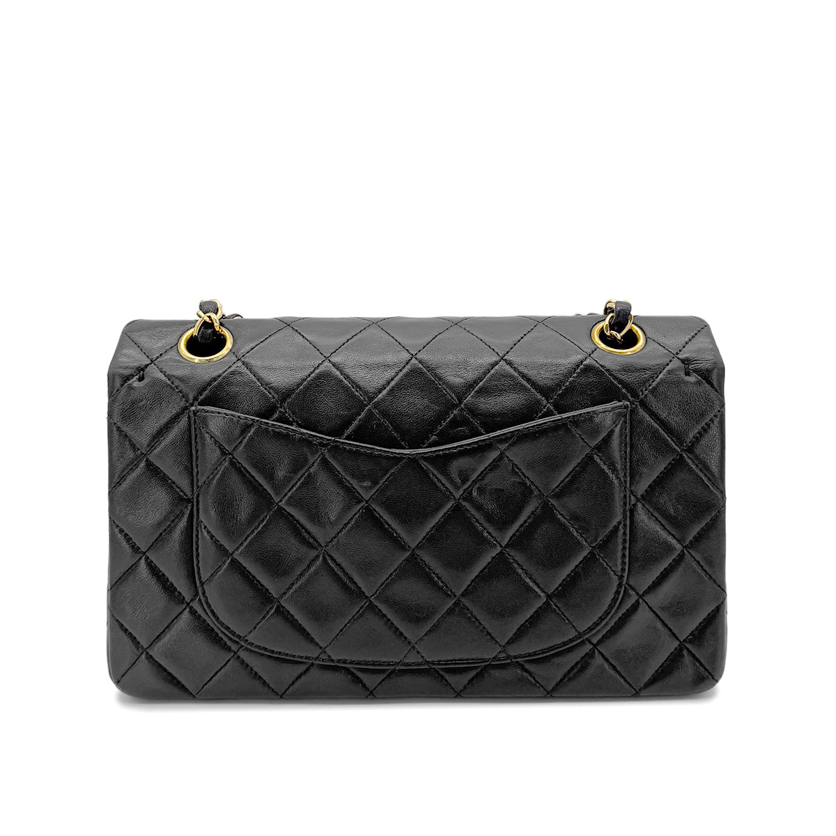 CHANEL VINTAGE CLASSIC FLAP SMALL CHAIN SHOULDER BAG BLACK LAMB SKIN 90268885