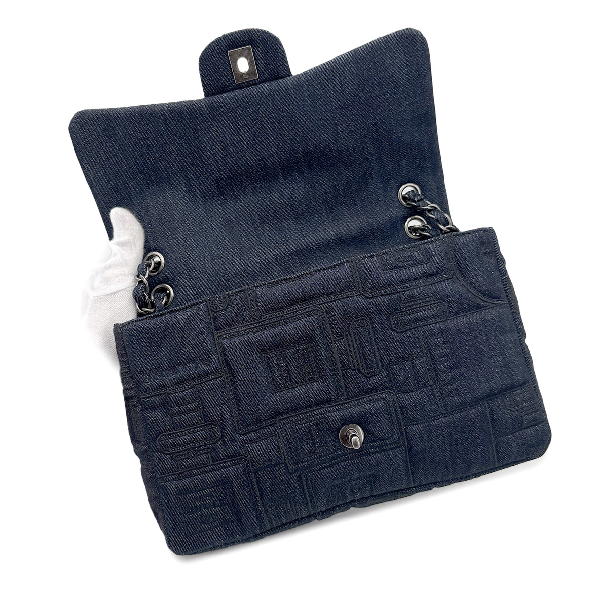 CHANEL EMBROIDERY PERFUME ALLURE CHAIN SHOULDER BAG DENIM 90268887