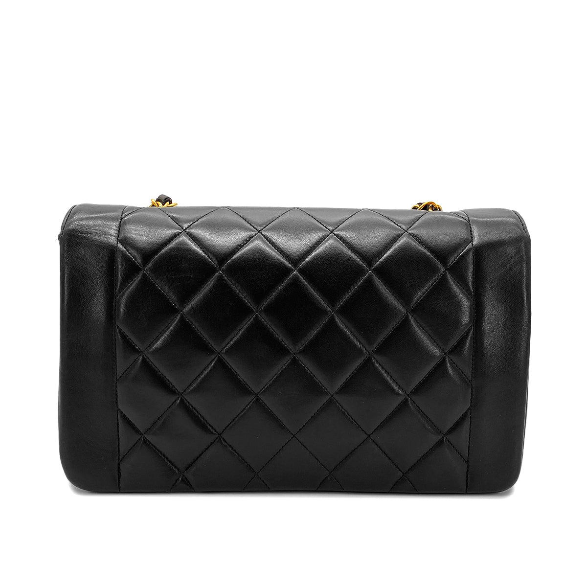 CHANEL VINTAGE DIANA MEDIUM CHAIN SHOULDER BAG BLACK LAMB SKIN 90268888