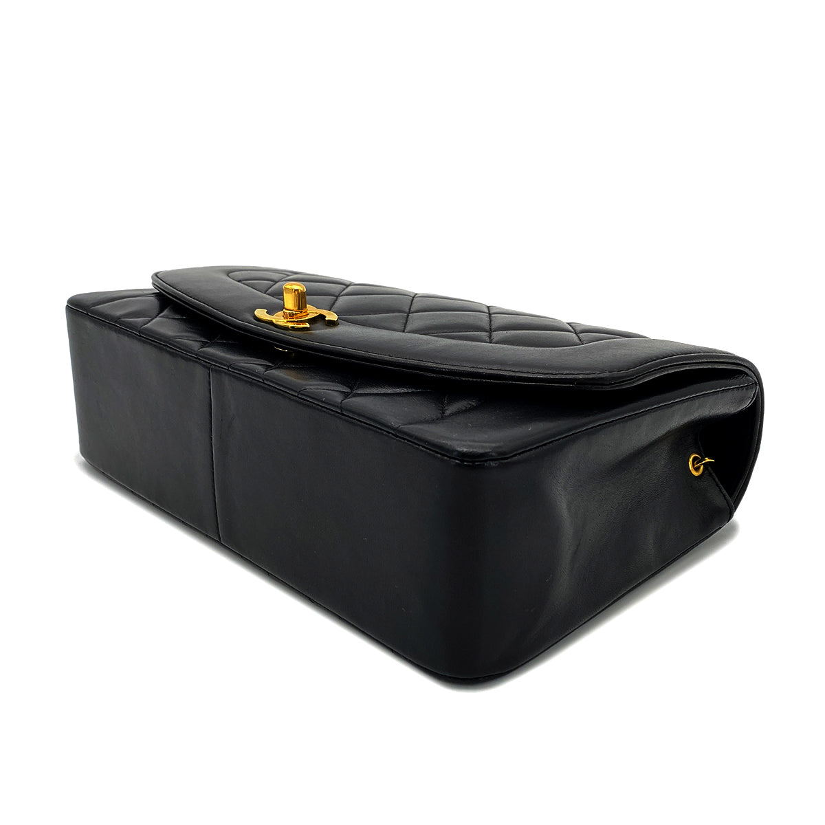 CHANEL VINTAGE DIANA MEDIUM CHAIN SHOULDER BAG BLACK LAMB SKIN 90268888