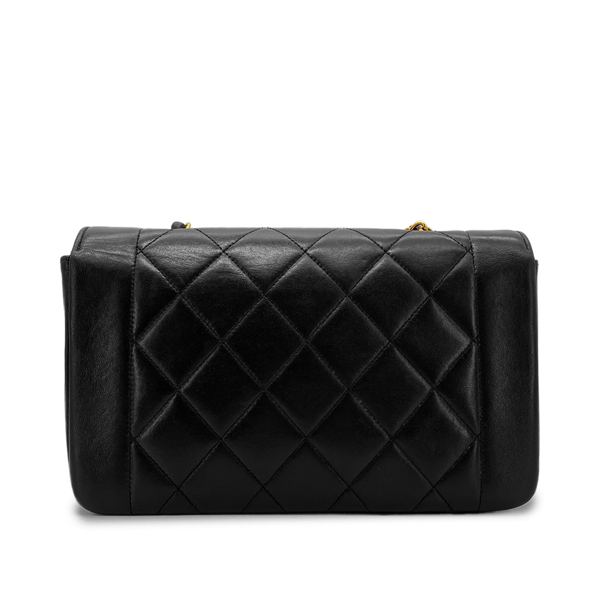 CHANEL VINTAGE DIANA SMALL CHAIN SHOULDER BAG BLACK LAMB SKIN 90268899