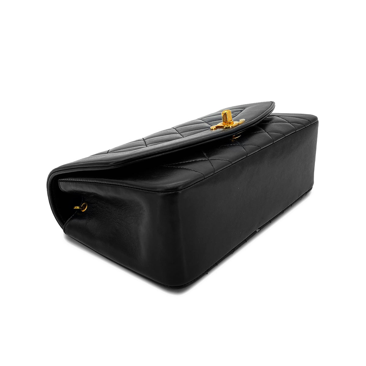 CHANEL VINTAGE DIANA SMALL CHAIN SHOULDER BAG BLACK LAMB SKIN 90268899