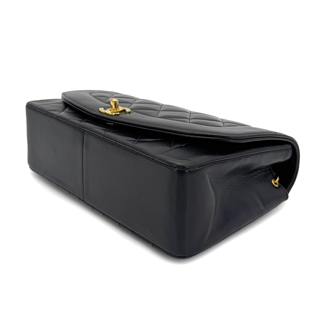 CHANEL VINTAGE DIANA MEDIUM CHAIN SHOULDER BAG BLACK LAMB SKIN 90269074