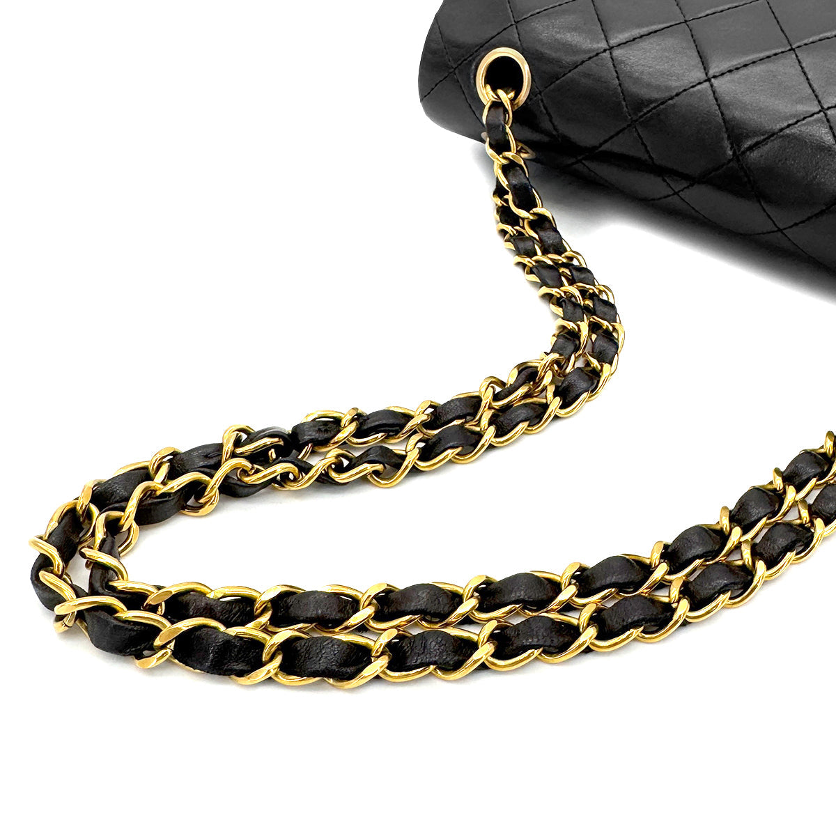 CHANEL VINTAGE CLASSIC FLAP SMALL CHAIN SHOULDER BAG BLACK LAMB SKIN 90269075