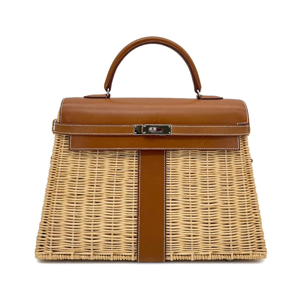 HERMES KELLY PICNIC FAUVE NATURAL VEAU BARENIA HAND BAG □O 90269871