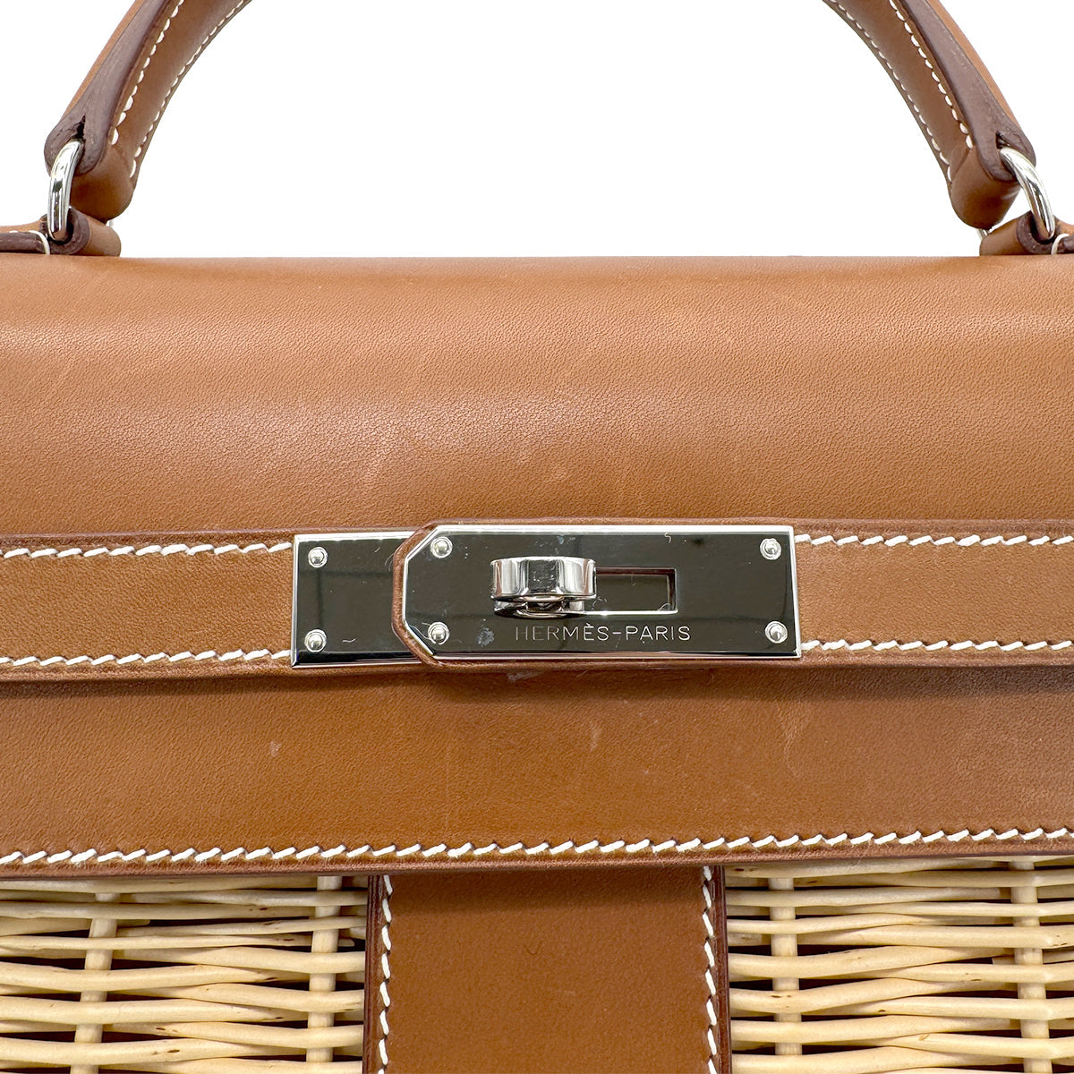 HERMES KELLY PICNIC FAUVE NATURAL VEAU BARENIA HAND BAG □O 90269871