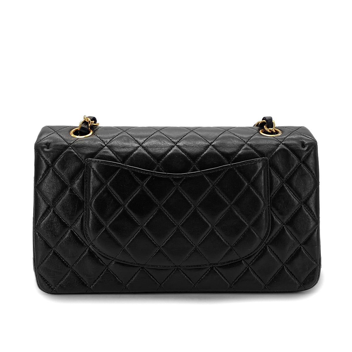 CHANEL VINTAGE CLASSIC FLAP MEDIUM CHAIN SHOULDER BAG BLACK LAMB SKIN 90270796