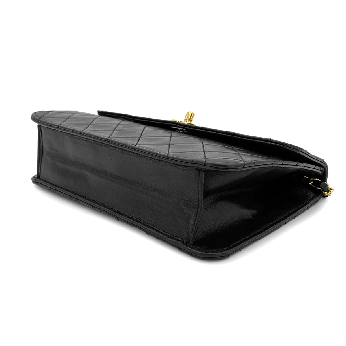 CHANEL VINTAGE MATELASSE 2WAY CHAIN SHOULDER BAG BLACK LAMB SKIN 90270799