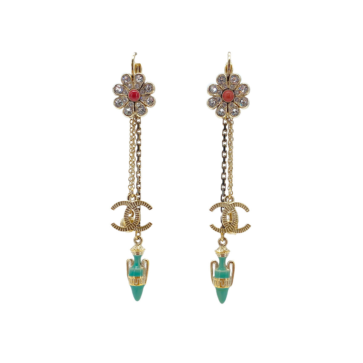 CHANEL EARRINGS COCOMARK FLOWER RHINESTONE SWING ACCESSORY 18C 90270834 - PURPOSE