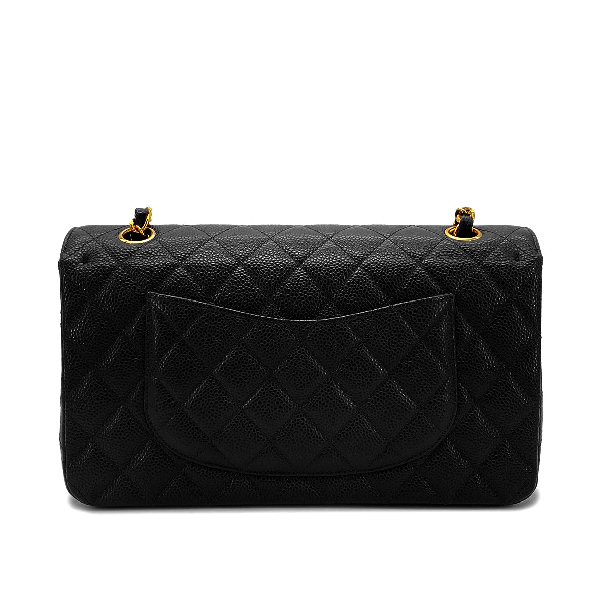 CHANEL VINTAGE CLASSIC FLAP MEDIUM CHAIN SHOULDER BAG BLACK CAVIAR SKIN 90270850