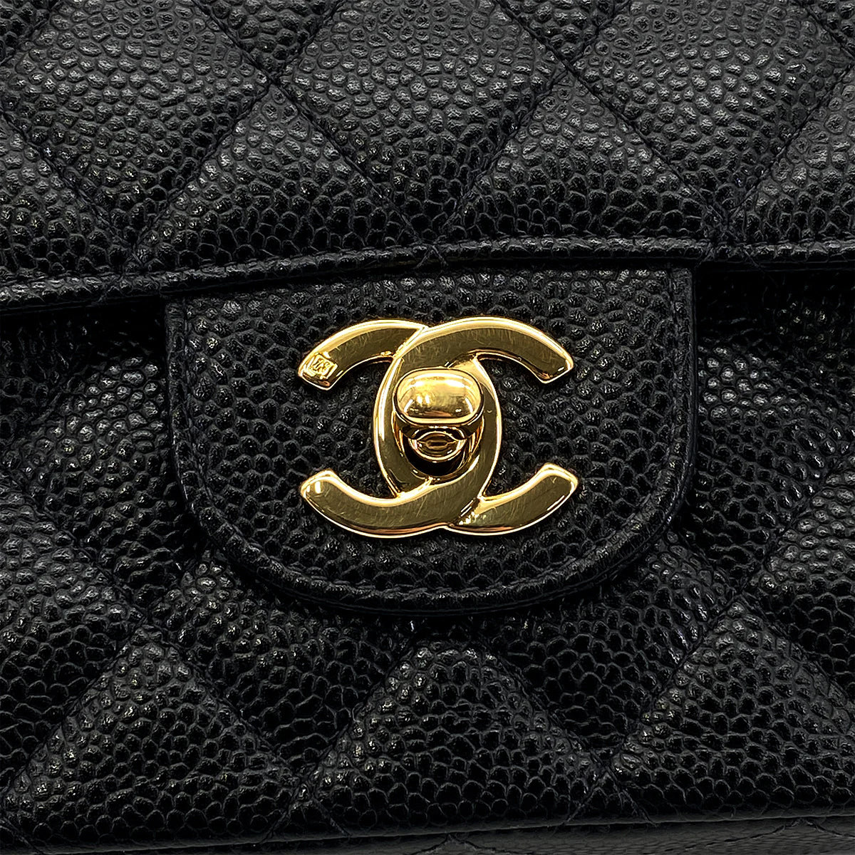 CHANEL VINTAGE CLASSIC FLAP MEDIUM CHAIN SHOULDER BAG BLACK CAVIAR SKIN 90270850