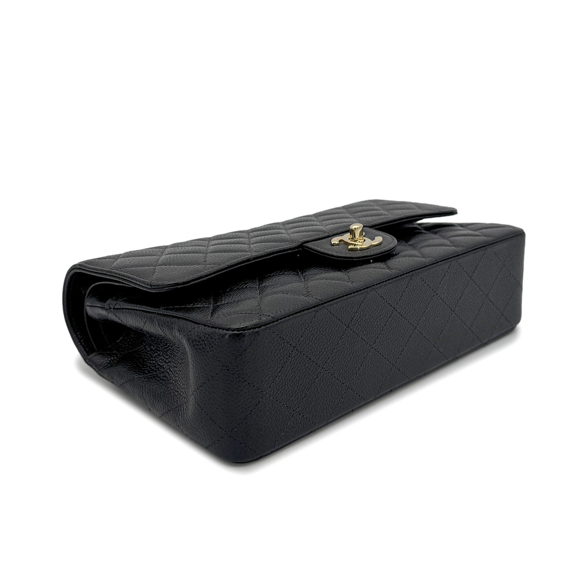 CHANEL VINTAGE CLASSIC FLAP MEDIUM CHAIN SHOULDER BAG BLACK CAVIAR SKIN 90270851