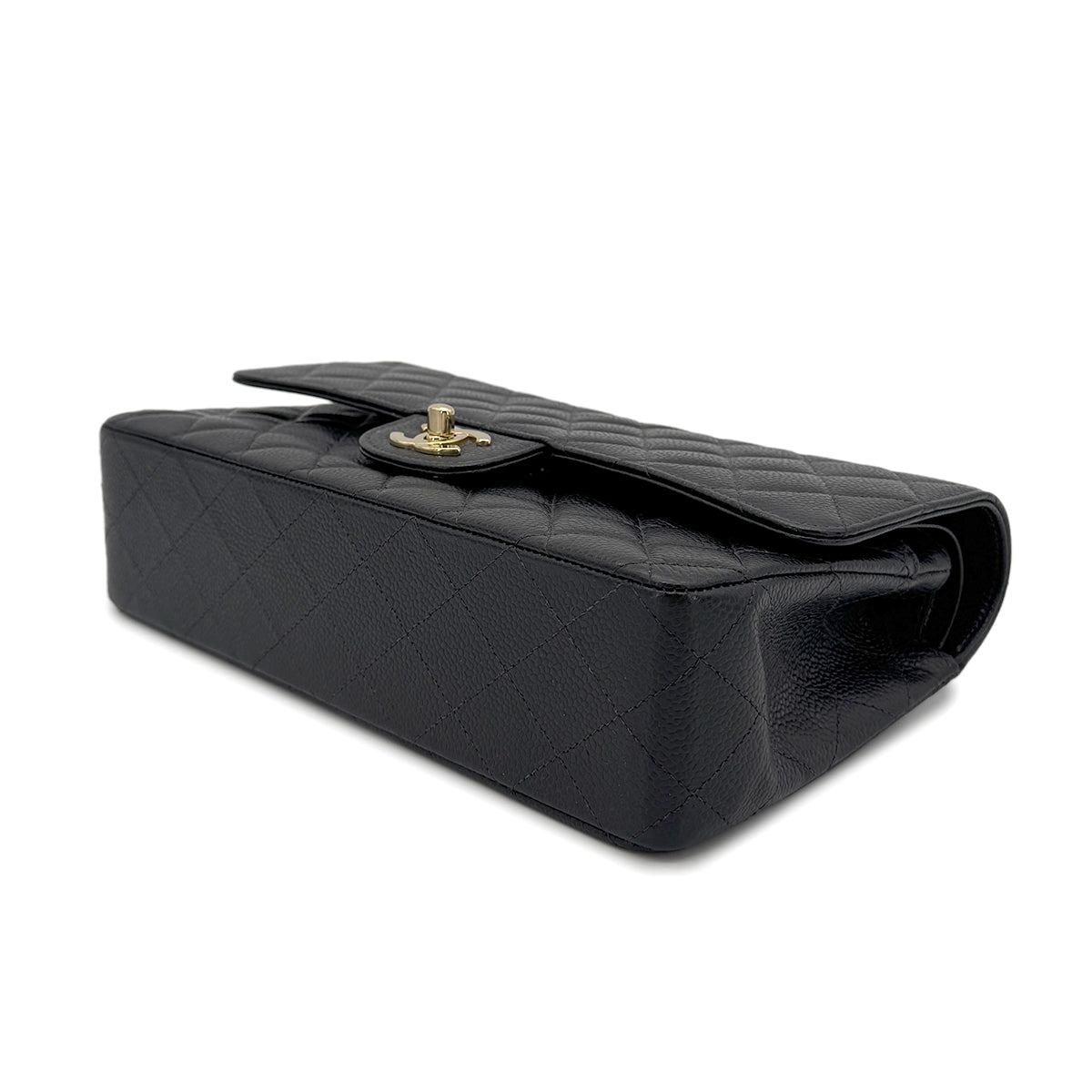 CHANEL VINTAGE CLASSIC FLAP MEDIUM CHAIN SHOULDER BAG BLACK CAVIAR SKIN 90270851