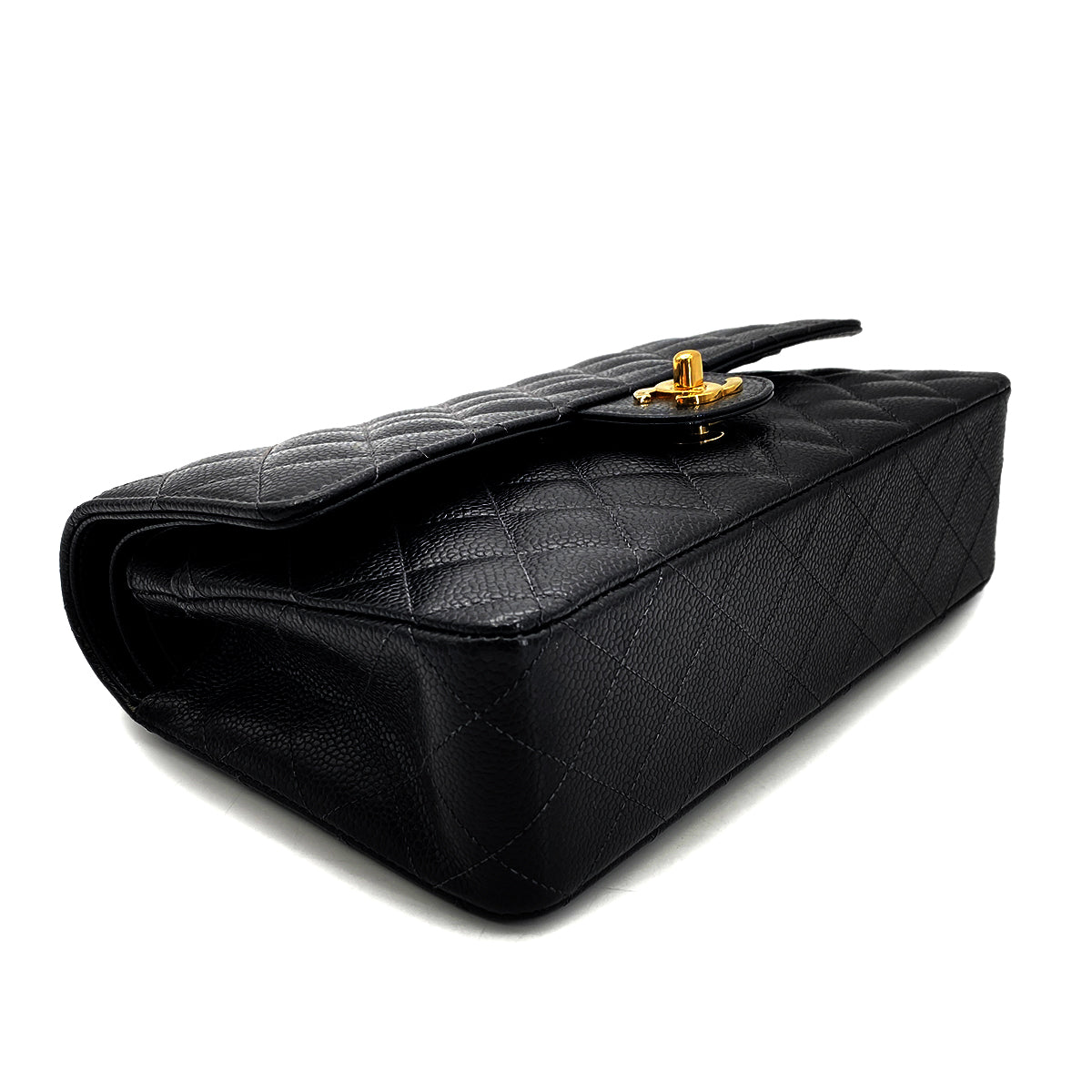 CHANEL VINTAGE CLASSIC FLAP MEDIUM CHAIN SHOULDER BAG BLACK CAVIAR SKIN 90270866