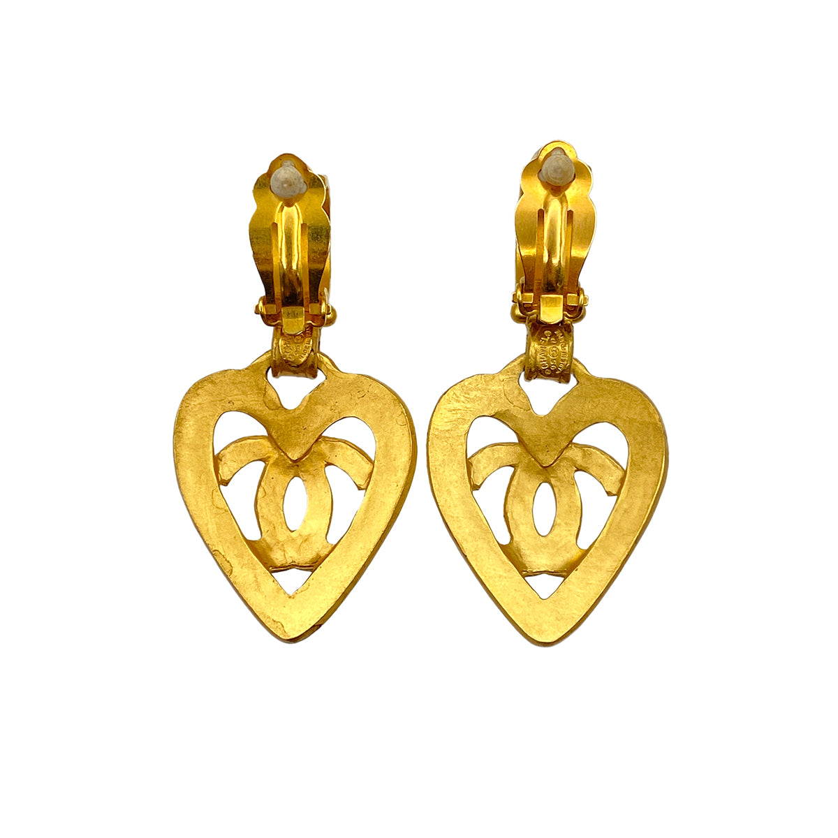 CHANEL VINTAGE EARRINGS HEART COCOMARK ACCESSORY 95P 90271278
